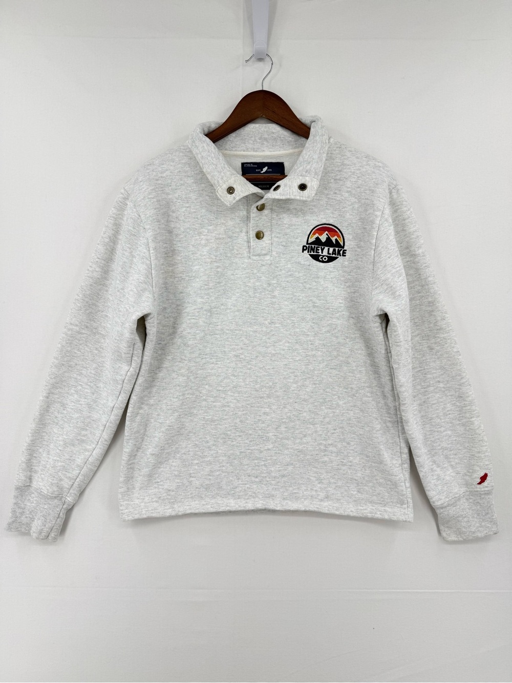 League Piney Lake Co Women’s Medium Gray Snap Neck Fleece Pullover Sweatshirt